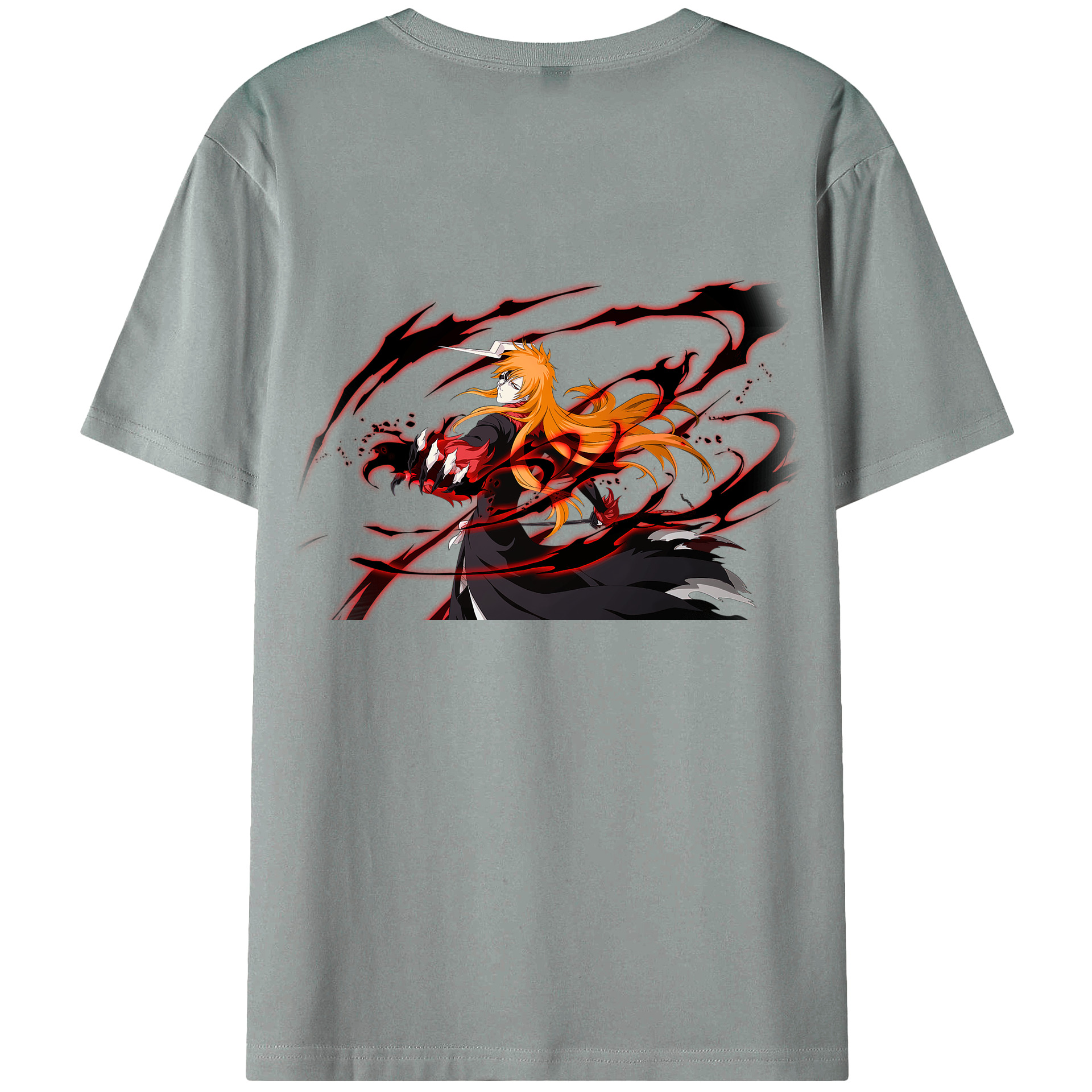 （画像用） ブリーチ 黒崎一護（くろさき いちご）BLEACH Kurosaki Ichigo 綿100％ メンズ半袖Tシャツ（バックプリント） 通気性